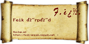 Feik Árpád névjegykártya